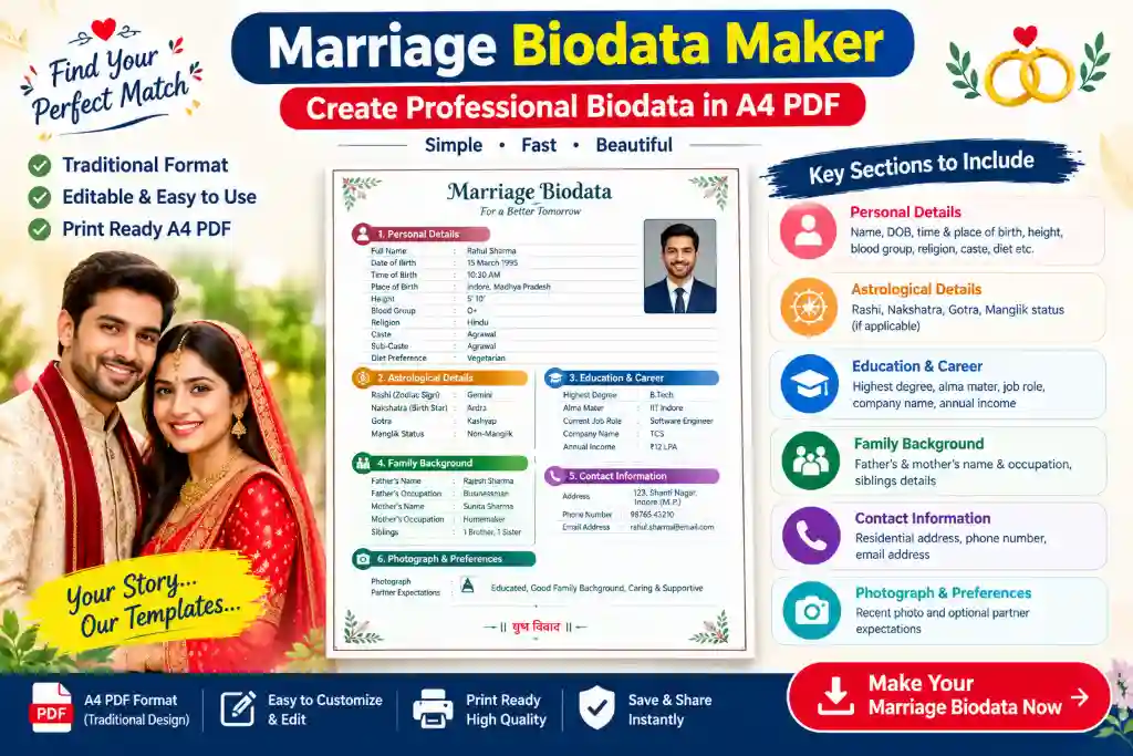 free marriage biodata maker